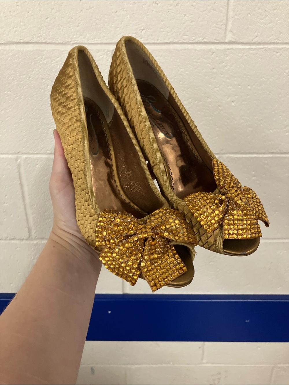Poetic License Gold Jeweled Heels